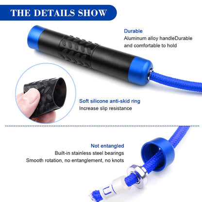 Redify Weighted Jump Rope for Workout Fitness(1LB), Tangle-Free Ball Bearing Rapid Speed Skipping Rope for MMA Boxing Weight-loss,Aluminum Handle Adjustable Length 9MM Fabric Cotton+9MM Solid PVC Rope