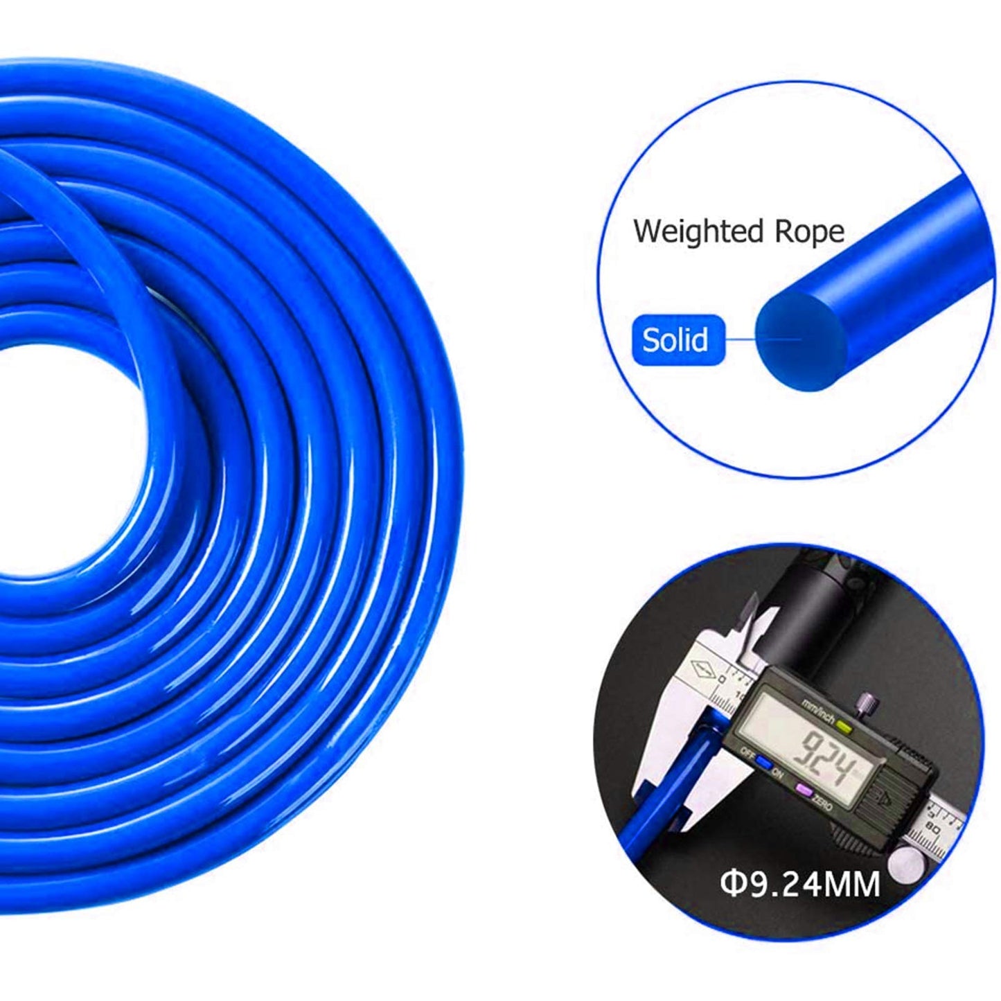 Redify Weighted Jump Rope for Workout Fitness(1LB), Tangle-Free Ball Bearing Rapid Speed Skipping Rope for MMA Boxing Weight-loss,Aluminum Handle Adjustable Length 9MM Fabric Cotton+9MM Solid PVC Rope