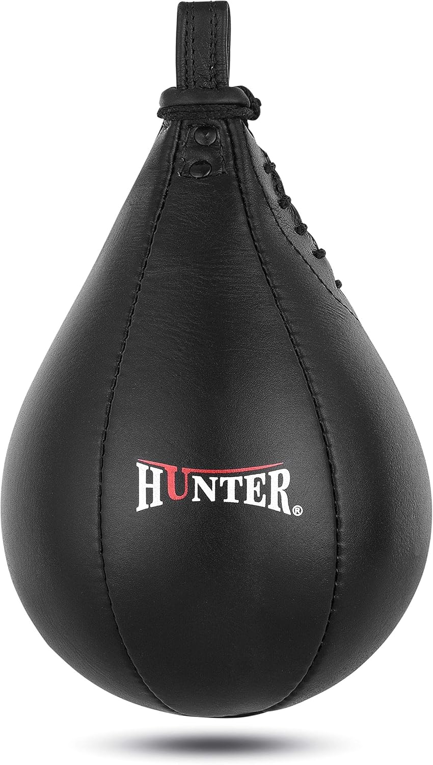 Hunter Leather Speed Bag with Hanging Swivel - Boxing Training Bag for Speed & Accuracy